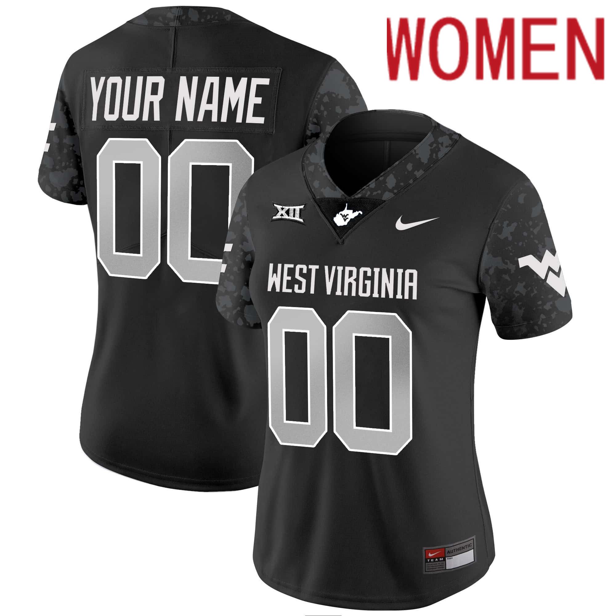 Women West Virginia Mountaineers Black 2024 Nike Vapor Limited Custom NCAA Jersey style 1->customized nfl jersey->Custom Jersey